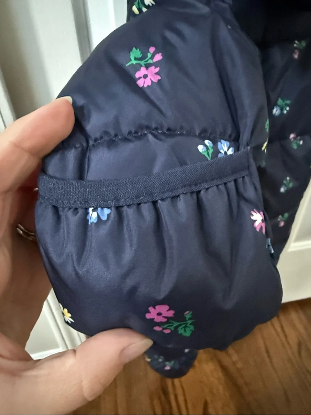 Baby GAP Navy Floral Hooded Puffer One-Piece Pajamas NEW